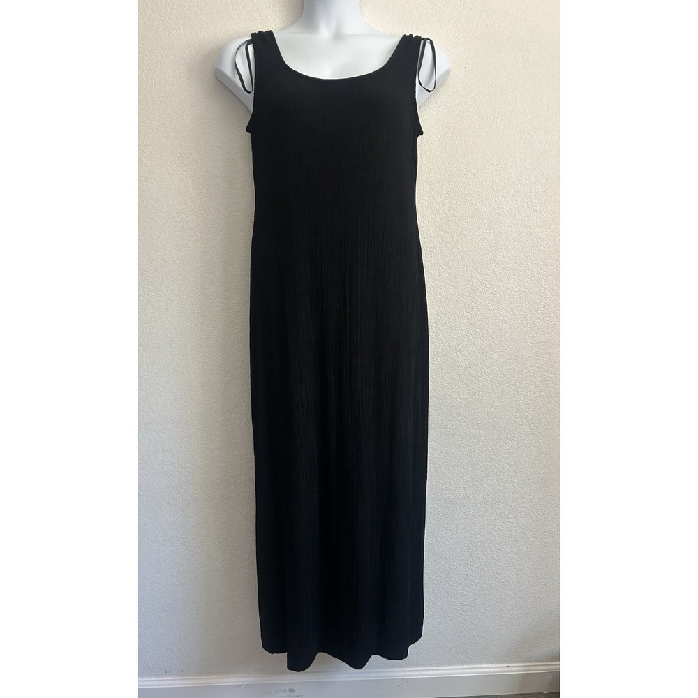Size 14 Alex Evening Maxi Black Dress Sleeveless Ribbed Long Summer Back Slit